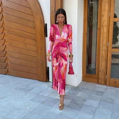 Women's Wrap Wedding Guest Maxi Dress — side view