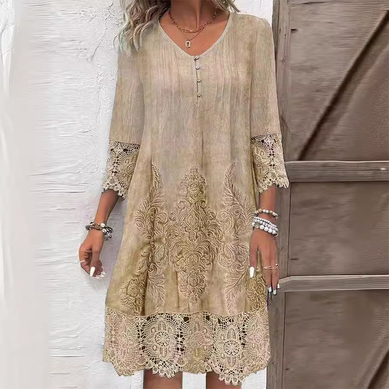 Women's Floral Casual Day Midi Dress — detail view