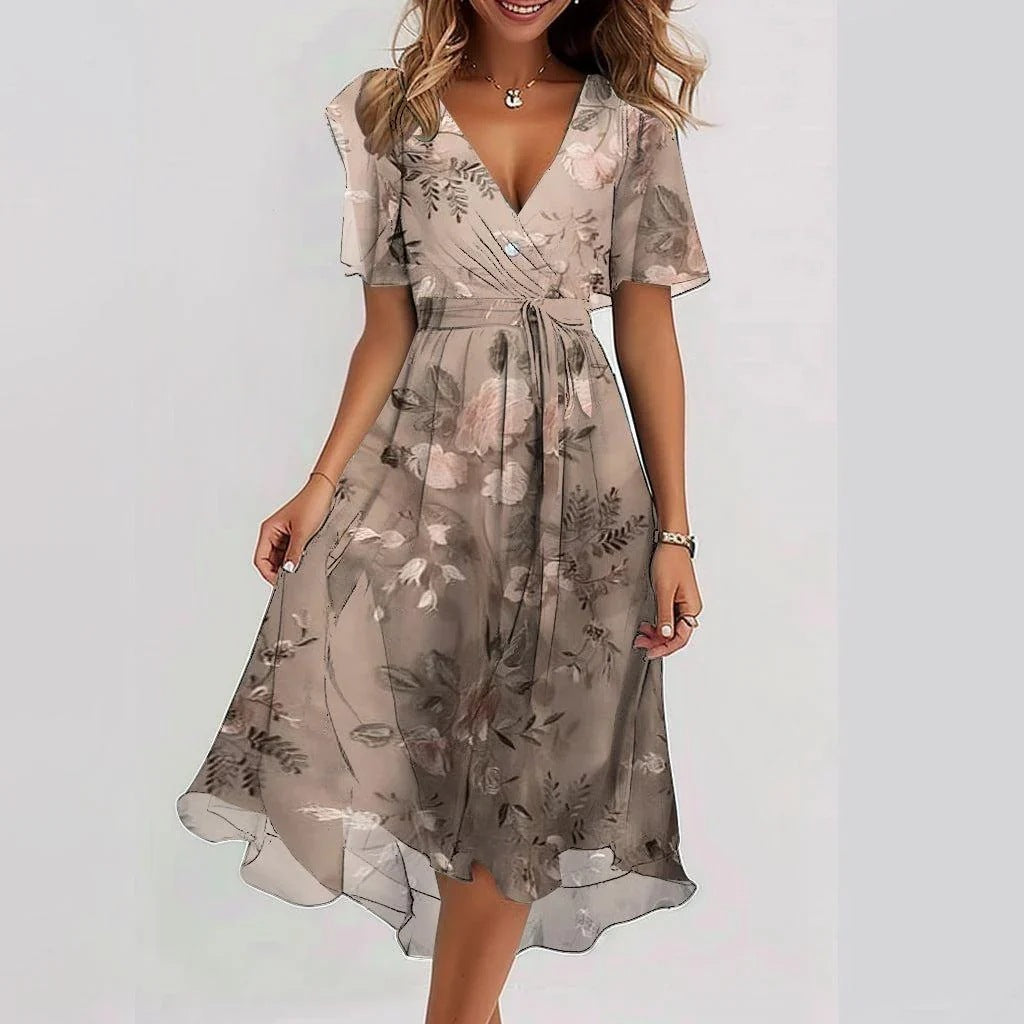 Women's Flowy Summer Midi Dress — close-up