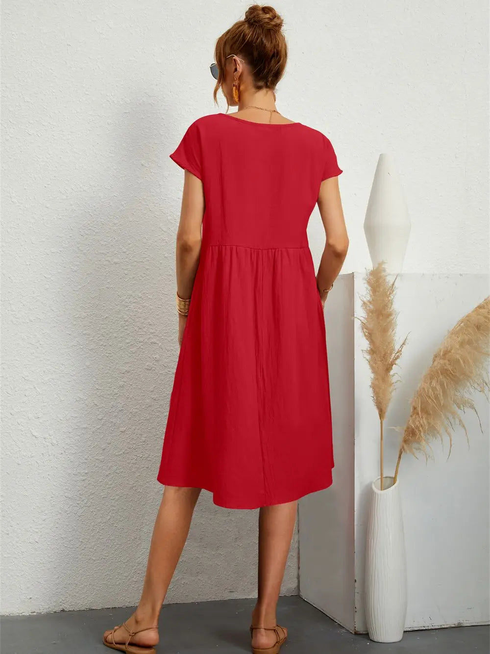 Women's Pocket Casual Day Midi Dress — product view