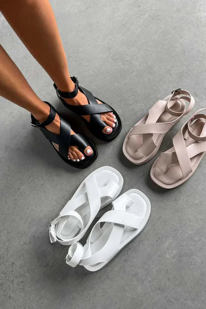 Women's Platform Flat Buckle Sandals — side view