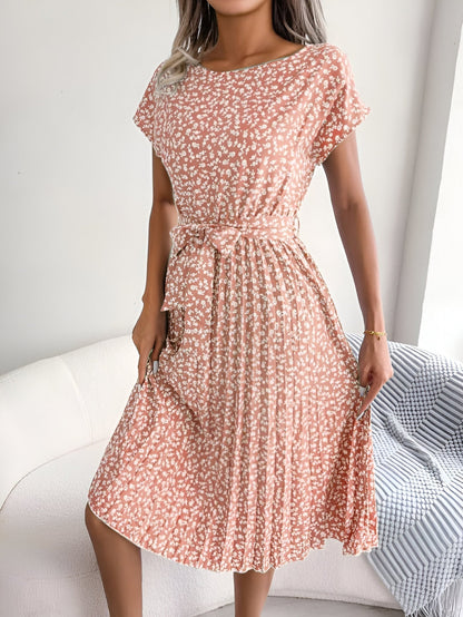 Women's Floral Pleated Summer Midi Dress — detail view