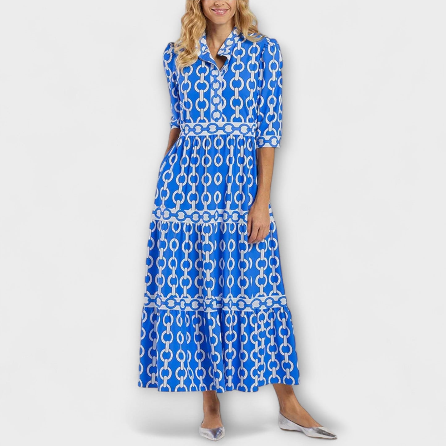 Women's Chain Pattern Day-to-Dinner Midi Dress — front view
