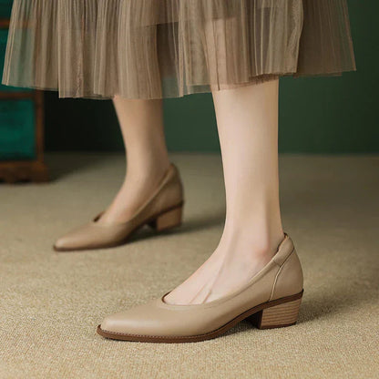 Women's Pointed-Toe Block Heel Slip-On Pumps — detail view